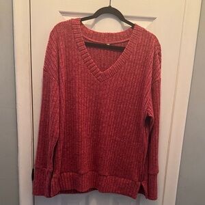 Cozy Red V-Neck Sweater